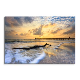 Paul Sinus Art Art Photo on Canvas 60 x 40 cm Landscape Photography - Winding Storm on the Beach on Canvas Exclusive Wall Picture Modern Photography for Your Wall in Many Sizes