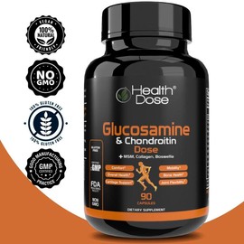 Health Dose Premium Joint Support  Glucosamine Chondroitin MSM Turmeric Boswellia and Hyaluronic Acid- 90 Capsules - Specification: Health Dose Premium Glucosamine Chondroitin 1 Unit