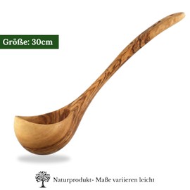 Figura Santa Ladle Olive Wood High-Quality Soup Ladle Sauna Ladle Made in Italy Handmade Since 1988 (30 cm)