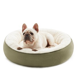 Love's cabin Round Donut Cat and Dog Cushion Bed, 25in Pet Bed for Small or Medium Dogs, Anti-Slip & Water-Resistant Bottom, Soft Durable Fabric Pet Beds, Washable Calming Cat & Dog Bed Olive Green