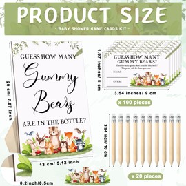 Qilery 122 Pcs Woodland Baby Shower Games Guess How Many Bears 100 Guessing Cards 20 Pencils 1 Wooden Sign 1 Baby Bottle for Baby Shower Favors Gender Reveal Party Decoration