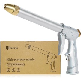 Hamirah Garden Hose Nozzle Sprayer100% Heavy Duty Metal High Pressure Water Silver
