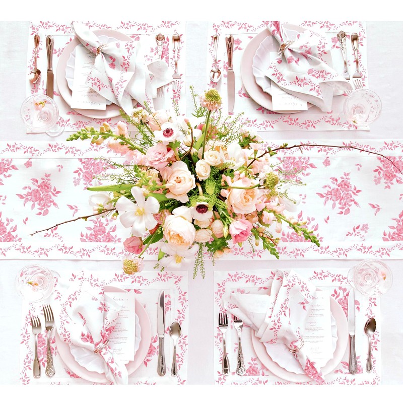 Solino Home Pink Spring Floral Table Runner 36 inch -