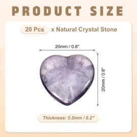 PATIKIL 20 Pcs Natural Heart Shaped Crystal Stone, 1 Inch Mini Polished Love Gemstone Crystal, Pocket Rock Engraved Worry Stones for Women Gifts Meditation, Violet