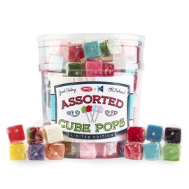 Hard Candy Cube Lollipop Suckers: Individually Wrapped Flavored Sucker Pack by Espeez - Old Fashioned Square Party Pops in Bulk - Assorted Flavors, 100 Count