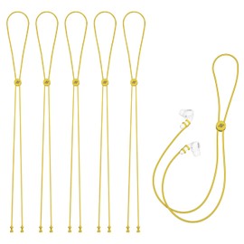 SANDIAN Anti-Lost Silicone Neck Strap for Wireless Earbuds, 5-Pack Yellow with Carrying Pouch, Compatible with AirPods and Multiple Brands [Yellow Pack]