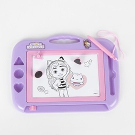 CERDÁ LIFE'S LITTLE MOMENTS Gabby's Dollhouse Magnetic Drawing Board with Pen and Stamps - Reusable Writing Board for Kids for Girls and Gabby's Dollhouse Fans