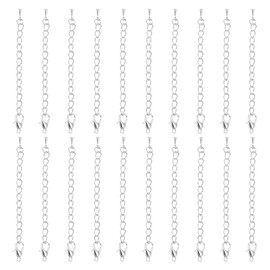 PATIKIL Necklace Extenders, 20 Pcs Lobster Clasp Bracelet Extender Lobster Necklace Extenders for DIY Jewelry Findings Necklace Making Crafting Anklets, Silver Tone