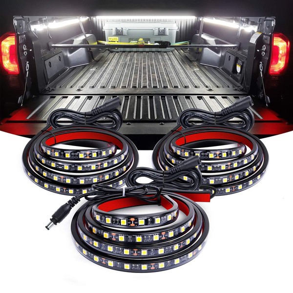 Nilight 3PCS 60 Inch Bed Light Strip 270 LED with On/Off Switch Blade Fuse Splitter Extension Cable for Cargo Pickup Truck SUV RV Boat,2 Years Warranty