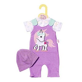 Zapf Creation Dolly Moda 870549 Knitted Babygrow with Hat 43 cm Purple / White