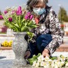Cemetery Vase, Turned Granite Vase Polished, Memorial Stone Vases with