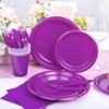 WELLIFE 210 Pieces Purple Party Supplies, Purple Plastic Dinnerware Set,
