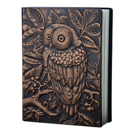 Kennedy Embossed Leather (Faux Leather) Travel Journals Vintage Handcraft Embossed Owl Antique Diary Notebook Daily Weekly Monthly Planner Journal(Copper)