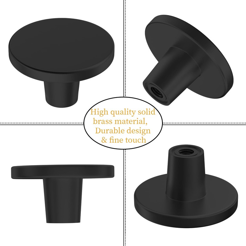 BIGLUFU 30mm Drawer Knobs, 12 Pieces Black Kitchen Cabinet Knobs,