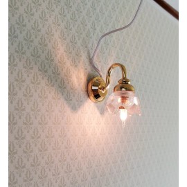The Miniature Lighting Co Dollhouse Miniature Sconce Lily Flower Shade Gold 12 Volt 1:12 Wall Light