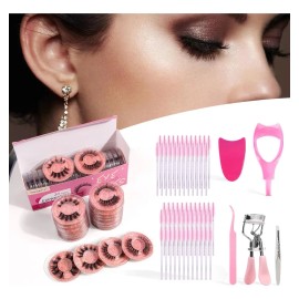 20 Pares Blister Extensiones De Pestañas 3d + Kit Maquillaje