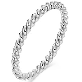 Jude Jewelers 2mm Stainless Steel Braided Rope Style Classic Plain Stacking Wedding Band Ring (Silver, 10)