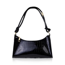 WisePoint Cute Handbag, PU Leather Small Shoulder Purse Small Handbag for Women, Crescent Bag Women's Shoulder Handbags (black)