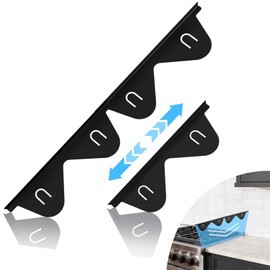 2 Pack Stove Gap Covers Stainless Steel, Stove Gap Filler for Kitchen, Adjustable Length 13.7" to 26.7" Heat Resistant Easy to Clean for Gap Between Stove and Counter, Black