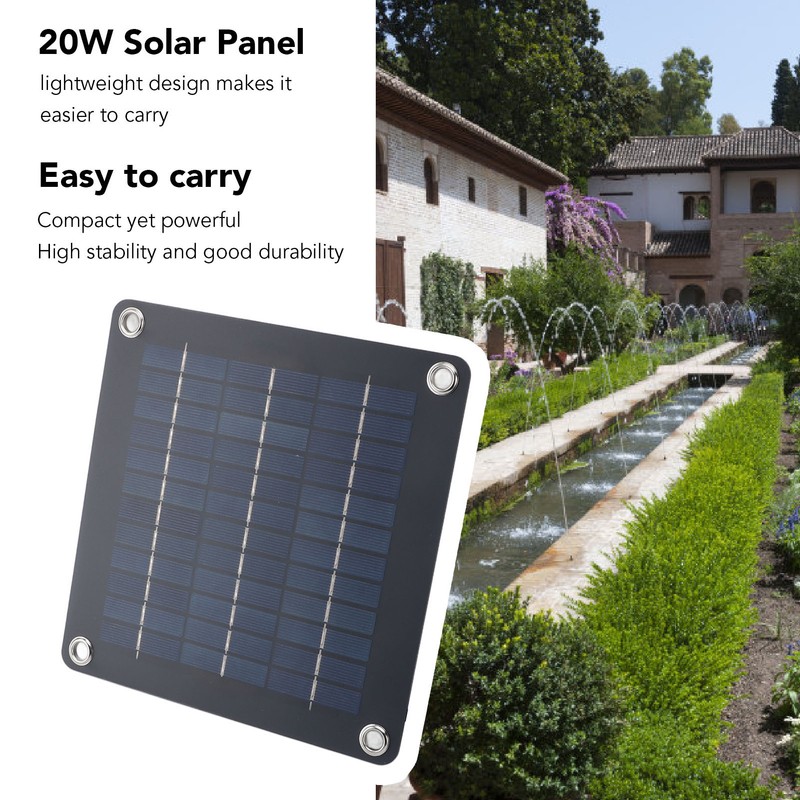20W Monocrystalline Solar Panel with Garden Pond Fountain DC12V Pump