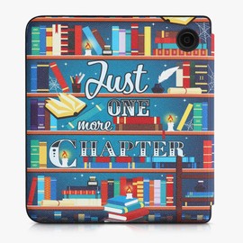 kwmobile Flip Case Compatible with Tolino Vision 6 Case - eReader Case - Library Theme Multicoloured