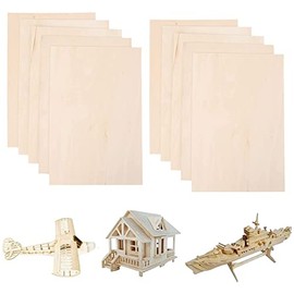 3DBUYER 10 Pcs Plywood Sheets 2mm x 300mm x 200mm Balsa Wood Sheets MDF Board Sheets Unfinished Wood Board Wooden Plate Model Craft for Pyrography DIY Mini House Ship Bridge Airplane