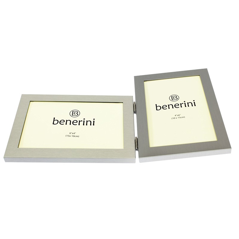benerini Brushed Aluminium Satin Silver Colour Twin 2 Picture Double