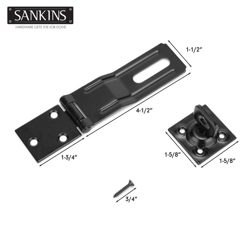 SANKINS 4-1/2" Swivel Staple Safety Hasps, Gate Door Hasp Latches