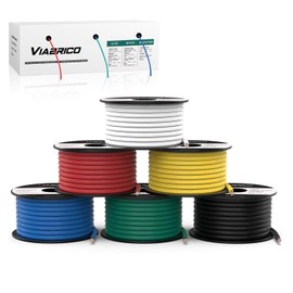 VIABRICO 14 Gauge Wire 600FT, 14 AWG Auto Wire 100ft Each Spool, 6 Colors Copper Clad Aluminium Low Voltage Electrical Wire 14 Gauge, Hookup Wire Kit for Breadboard/Automotive/DIY/Battery