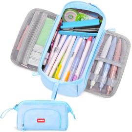 GetWill Pencil Case Large Pencil Pouch for kids, Aesthetic Pencil Box Pencil Bag Organizer for School Student Office Supplies, Back to School Supplies Easter Gifts (Blue Color)