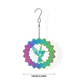 SEABABOO Metal Wind Chime 15 cm Lightweight Rotating Wind Mobile with Brilliant Colours and Hummingbird Patterns Hanging Metal Art Wind Chimes Wind Spinner for Garden Outdoor Decorations