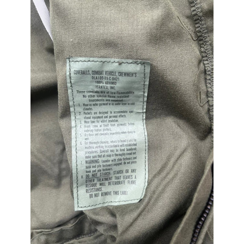 USGI Combat Vehicle Crewmen's Coveralls Fire Resistant Size Small OD