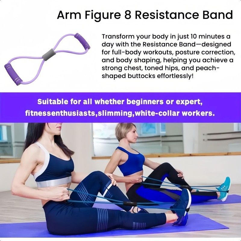 Resistance Band with Handles,Arm Figure 8 Resistance Band,Yoga Gym Fitness