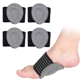 Roucerlin Fußgewölbebandagen mit Polster, atmungsaktive Plantarfasziitis-Ärmel, weiche Fuß-Kompressionsbandage für Damen und Herren, Plattfüße, Senkfuß, hohes Fußgewölbe, Grau, Einheitsgröße, 2 Paar