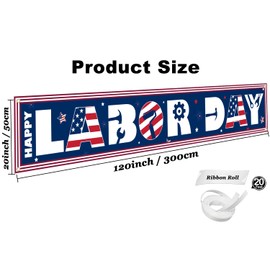 Large Happy Labor Day Banner, Labor Day Fence Yard Lawn Banner Outdoor Indoor Decorations Party Supplies