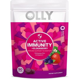 OLLY Immunity Gummy, Immune Support, Elderberry, Zinc, Vitamin C, Berry 90 Count