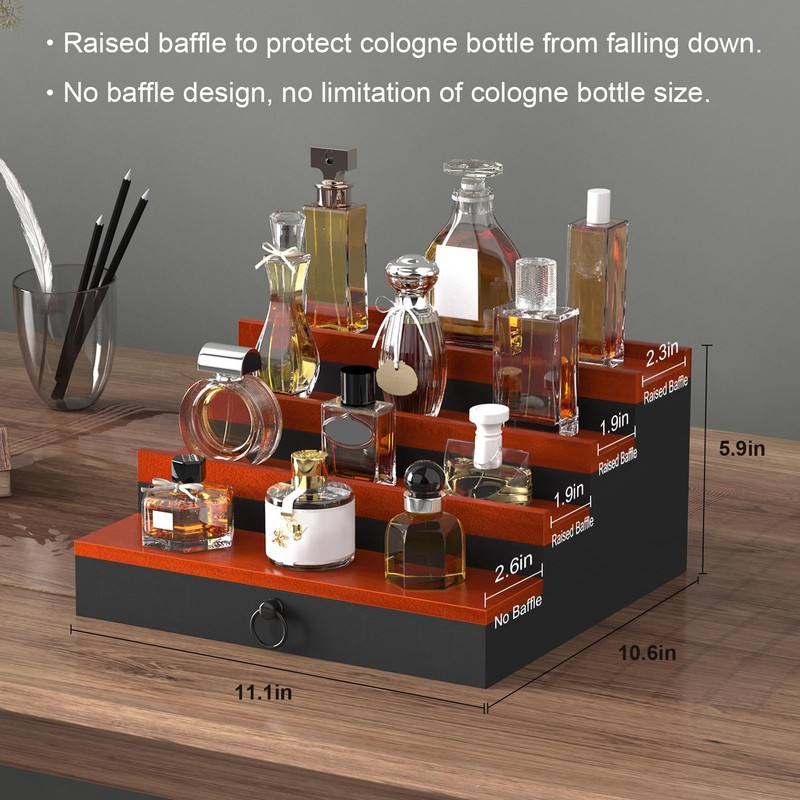 upcessory Cologne Organizer for Men, 4 Tier Perfume Stand, Cologne