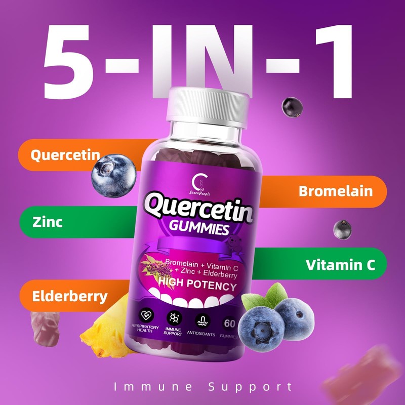 Quercetin Gummies - Quercetin with Bromelain, Vitamin C, Zinc &