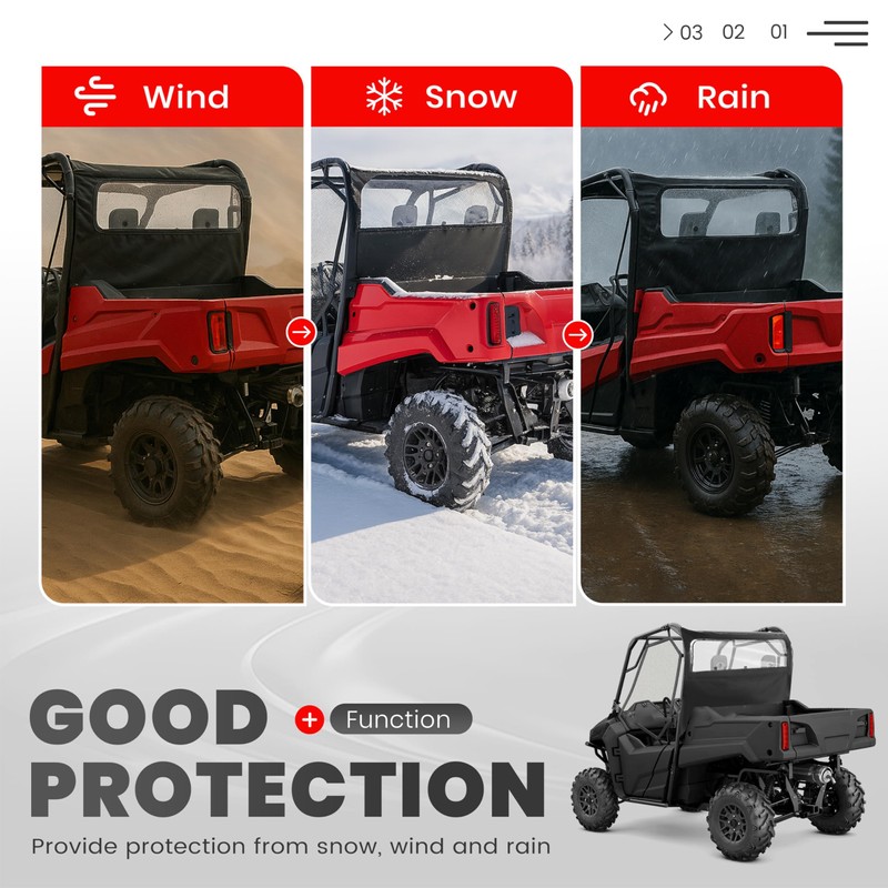 BALOCEO UTV Soft Rear Window Compatible with 2014-2025 Honda Pioneer