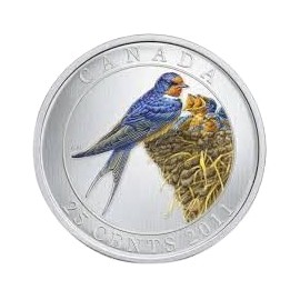 Canada Base Metal 2011 25 Cents Barn Swallow - Birds of Canada SP
