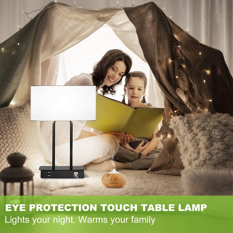 Bedside Touch Control Table Lamp with Dual USB Charging Ports