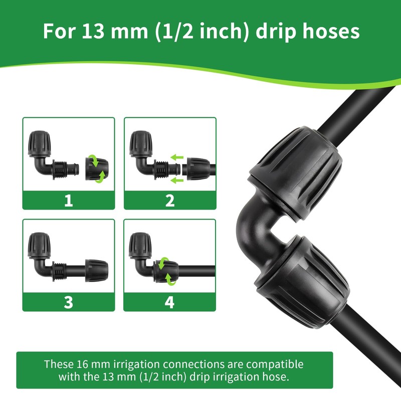 Hydrogarden Micro Drip System L-piece 1/2"(13mm) Pipe Connector for Changing