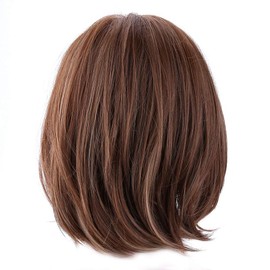 Peluca corta, peluca recta marrón Peluca Little Wave Peluca estilizadora suave Cabello sintético resistente al calor para mujeres Accesorio de peinado diario