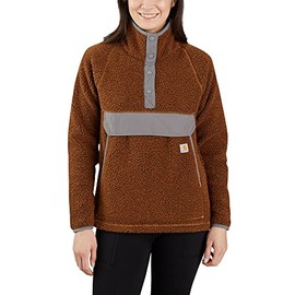 Carhartt Women's 104922 Women's Fleece Quarter Snap Front Jacket - Medium Regular - Burnt Sienna/Black Heather