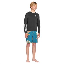 Volcom Boys' Lido Solid Lycra Long Sleeve Rashguard 50+ Uv Protection, Black