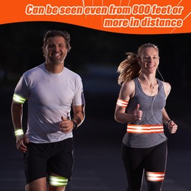 48 Pieces Reflective Bands Reflector Bands for Wrist, Arm, Ankle, Leg, High Visibility Reflective Gear Safety Reflector Tape Straps for Night Walking, Cycling and Running (Green and Orange)