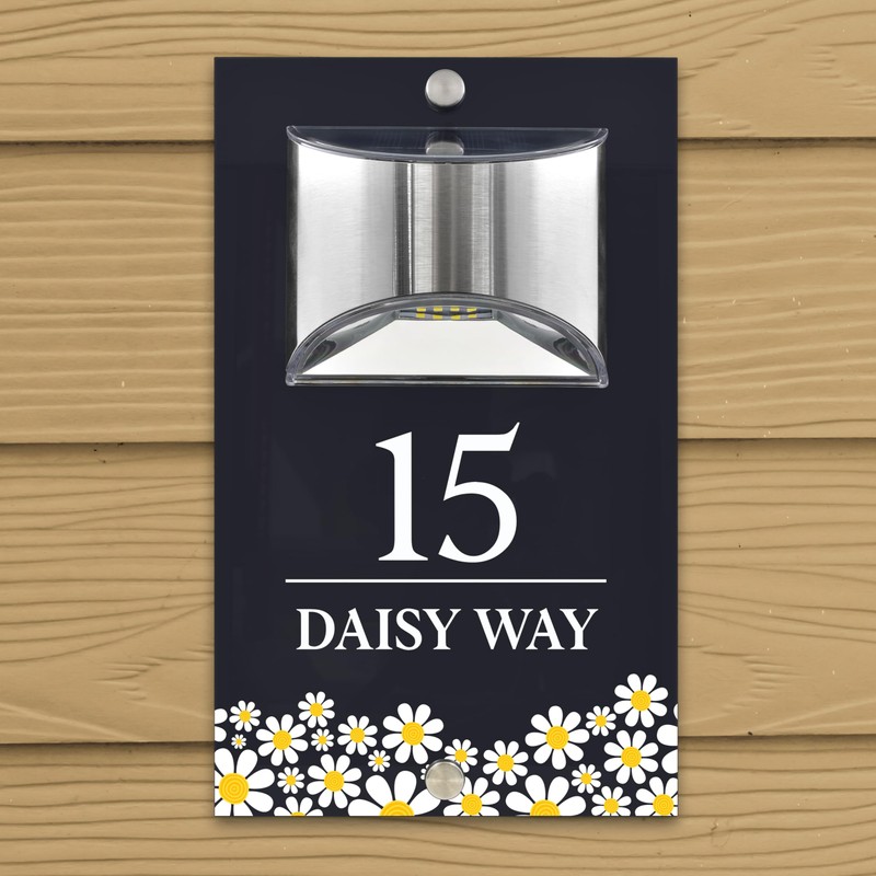 Custom Signs Solar Illuminated Modern Anthracite House Number Sign 24cm