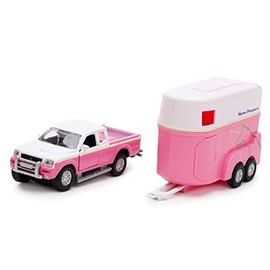 Toyland® Pink Truck & Pink Horse Box - Farm Playset – 2 Horses Included - Die Cast Metal