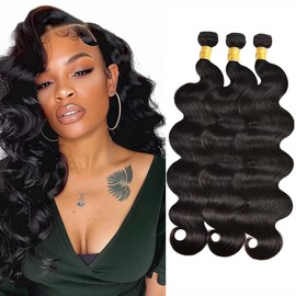 Body Wave Human Hair Bundles 14 16 18 Inch 8A Unprocessed Natural Color Human Hair Bundles For Black Women