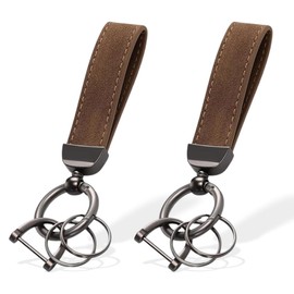 2 Stück Schlüsselanhänger Auto, Leder Autoschlüsselanhänger Ersatzschlüsselanhänger, Auto Premium Kohlefaser Schlüsselanhänger D Ring